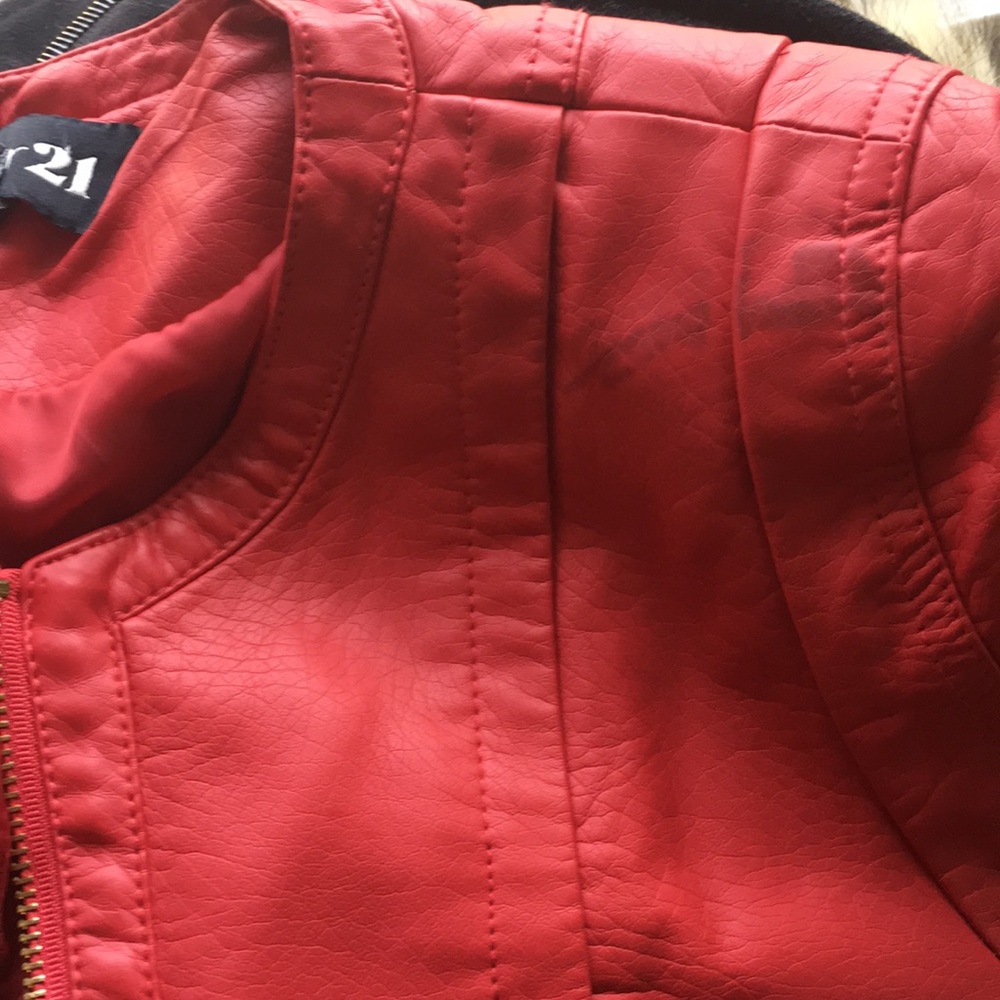 NWT Faux Leather Red Moto Jacket - M
